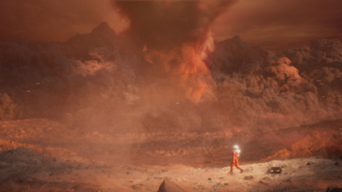 Procedural sci-fi Mars environment art created in Houdini