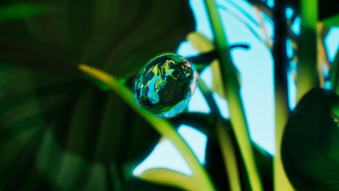 Leaf drop macro fluid simulation effect