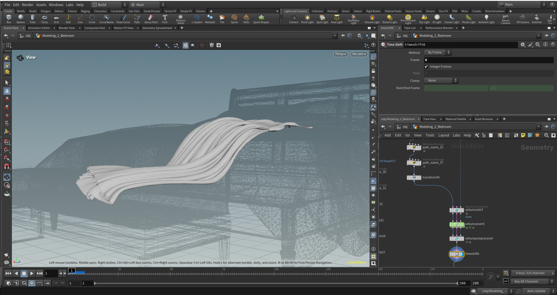 freeze frame vellum Houdini Simulation for set dressing in Unreal Engine
